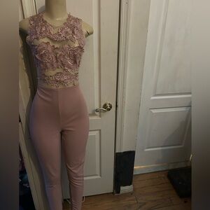 Elegant Lace Jumpsuit in Blush Pink